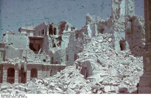 German wartime photograph of July 1943 showing destruction in Palermo, Italy.