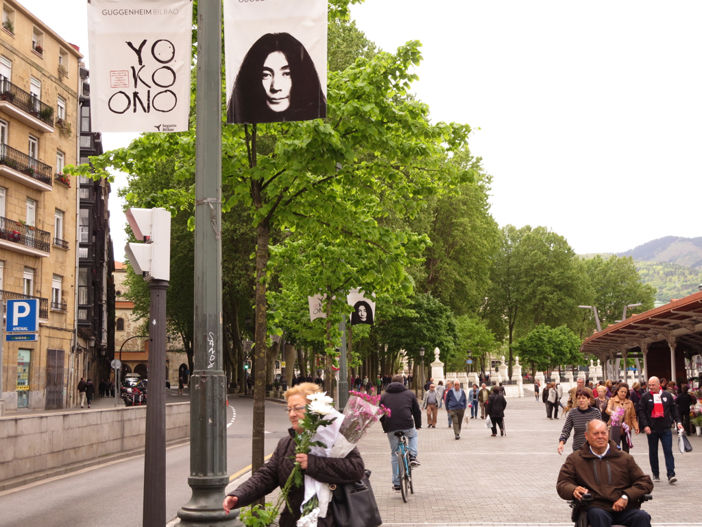 Banners for the Yoko Ono retrospective at the Guggenheim, Bilbao