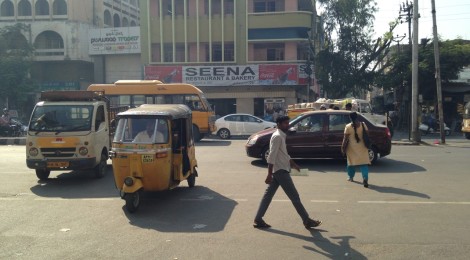 Hyderabad: old auto rickshaw, new car