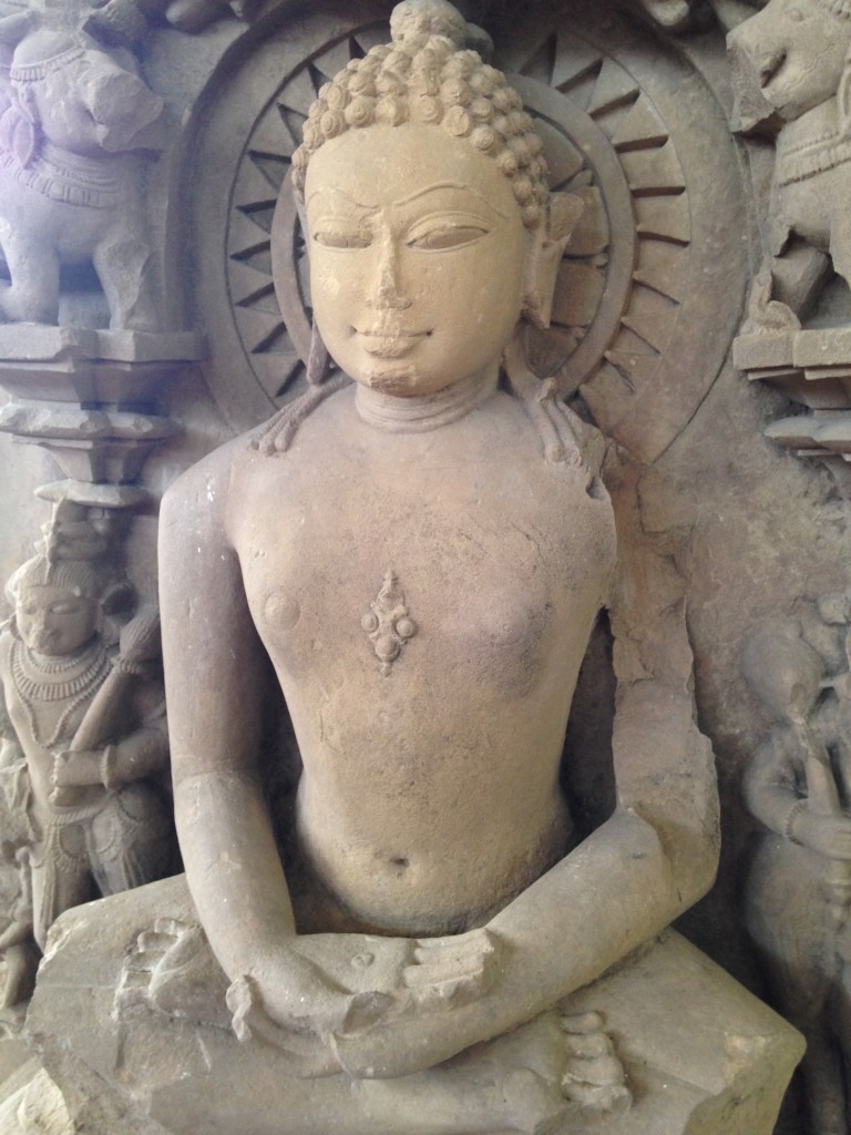 Carving of A Seated Jain Ascetic From Khajurhao